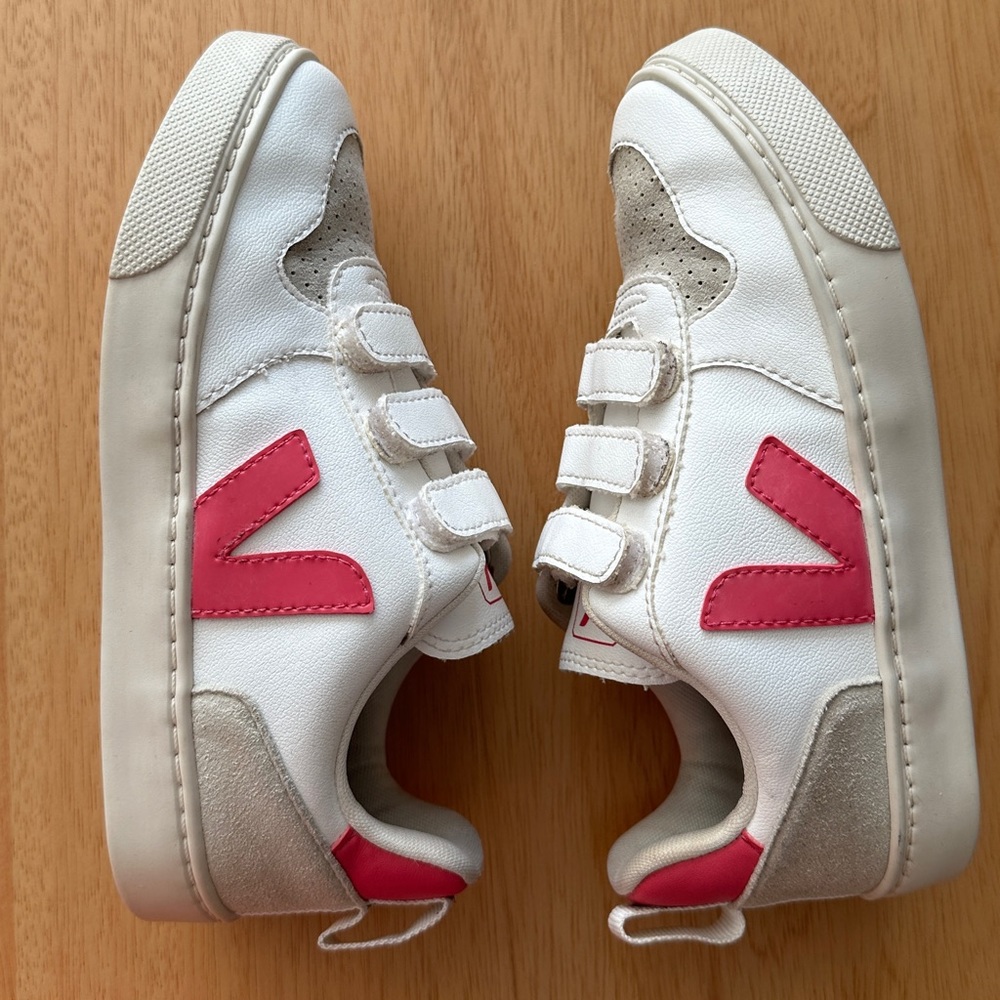 VEJA Kids White & Pink V-10 Sneakers US 2 - Picture 5 of 7
